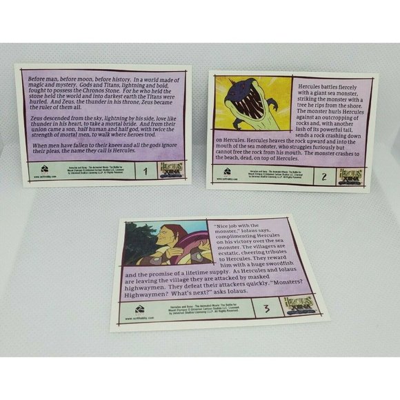 Hercules & Xena The Battle For Mount Olympus Animated Adventures Cards #1 #2 #3 - Picture 2 of 9